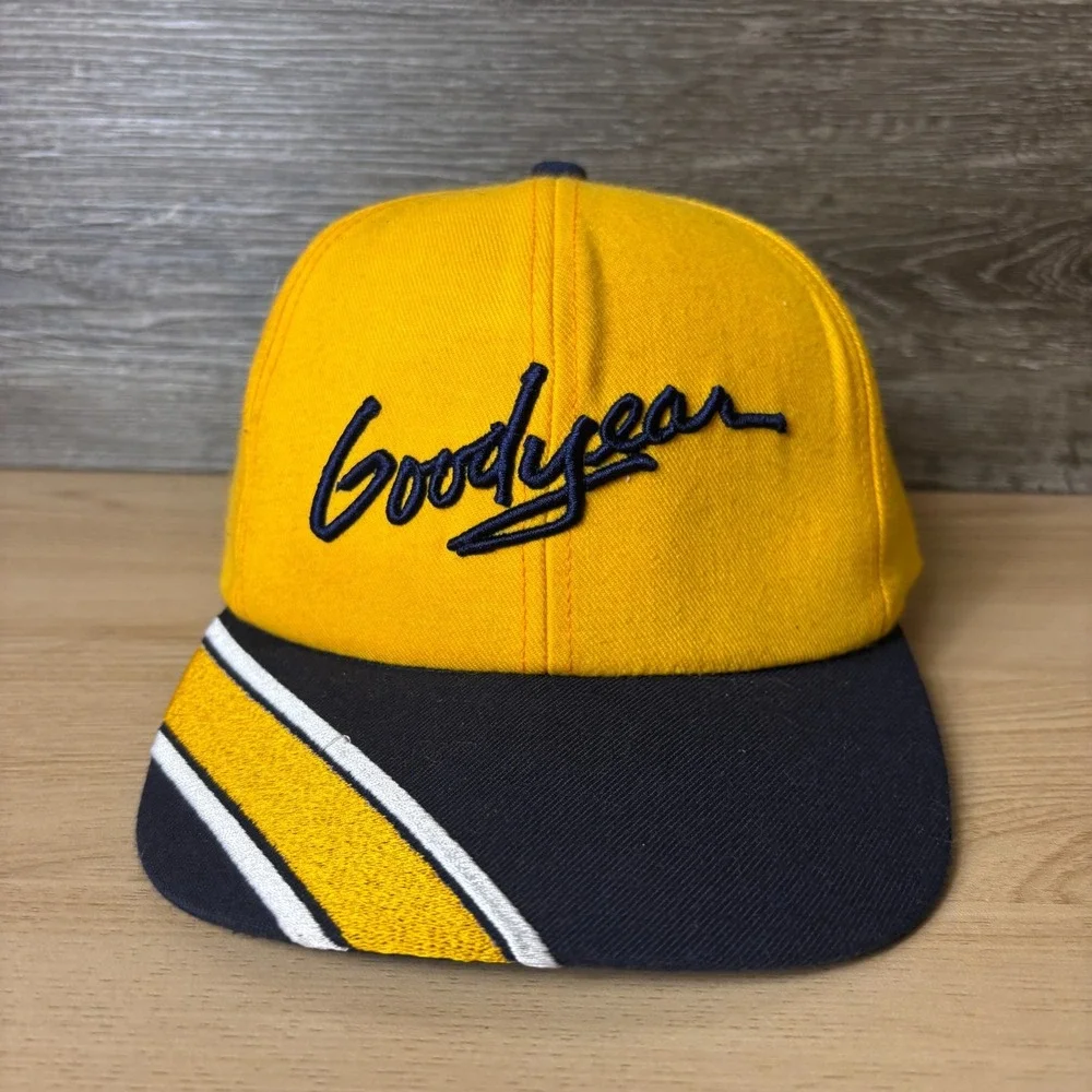 Vintage Goodyear Hat Cap Snap Back Yellow Tires Racing Retro K Products